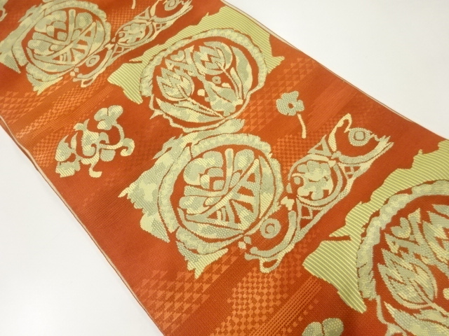 JAPANESE NAGOYA OBI / WOVEN FLORAL PLANTS